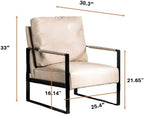 Direct Classic Mid Century Modern Accent Chair with Durable Square Metal Frame, Armchair for Living Room, Bedroom, Home Office in Spotted Microfiber Upholstery, Light Camel
