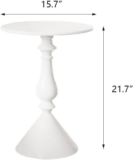 End Table, Small Side Table Round Drink Table for Living Room, Modern Coffee Table for Small Space, Round Nightstand for Plant, Books, Drink, Indoor, Outdoor, White