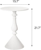 End Table, Small Side Table Round Drink Table for Living Room, Modern Coffee Table for Small Space, Round Nightstand for Plant, Books, Drink, Indoor, Outdoor, White