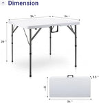34" Square Folding Card Table,Fold-in-Half Utility Portable Table,White | Heavy Duty HDPE Tabletop,Carrying Handle,Removable Legs with Two Height,Indoor Outdoor for Picnic,Camping,Party,Game