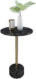 Telephone Table, Side Table Marble Mini Small Round Table Telephone Table Coffee Table Plant Stand for Living Room Bedroom Balcony,40×60CM (Black