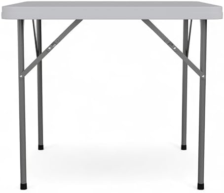 Flash Furniture Elon Square Plastic Folding Table, Portable Dining Card Table for 4 People, Indoor-Outdoor Use, 34.25", Granite White | Lightweight, Easy Storage, Commercial Grade