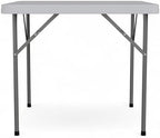 Flash Furniture Elon Square Plastic Folding Table, Portable Dining Card Table for 4 People, Indoor-Outdoor Use, 34.25", Granite White | Lightweight, Easy Storage, Commercial Grade