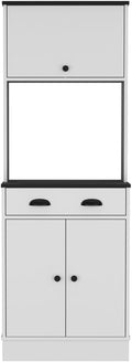 Pantry Cabinet Microwave Stand Warden Kitchen White Black | Combines white and black color scheme with engineered wood construction