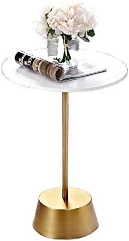 Telephone Table, Solid Wood Sofa Side Table Pedestal Tables Sofa & Console Tables Telephone Tables Round Living Room Side Table(White-15.74 * 15.74 * 22.44in