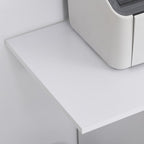 23.5" W x 15.75" D x 27" H White End Table, Side Table, Mobile Printer Table with Storage Shelf, Rolling Printer Cart with Wheels for Home Office, Stand for Heat Press Mini Fridge (White)