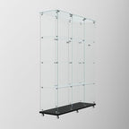 65" H 4-Shelf Glass Display Storage Cabinet with LED Lights Strip & Double Doors, Modern Curio Cabinet Collection Display Case with Lockable Casters & Lock for Living Room (Black)