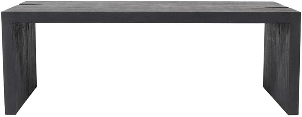 Pemberly Row 3-Piece Cocktail Table Set, Reclaimed Solid Wood, Ebony Gray Finish, Includes 1 Coffee Table and 2 End Tables, Mid-Century Modern Style, Unique Carvings for Living Room Decor