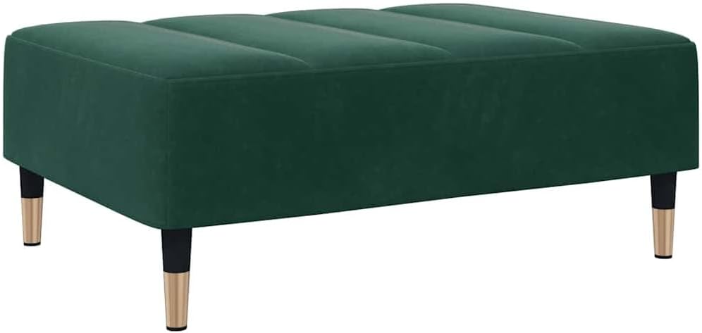 Dark Green Velvet Footstool, Stable Plywood Frame Footrest for Sofa or Recliner, Cozy and Compact Stool for Living Room