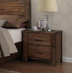 Nightstand with 2 Drawers in Oak Finish,for Small Spaces