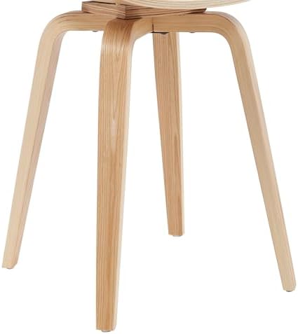 Armen Living Summer Mid-Century Upholstered Dining Chair in Grey and Patterned Oak Finish