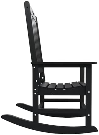 THOEOE Outdoor Rocking Chairs Set of 2, Oversized Patio Rocking Chair | HDPE Outdoor Rockers for Front Porch, Patio, Backyard, Balcony and Garden. All-Weather High Back Design, Black