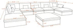 Cloud Couch for LivingRoom,190" U Shaped Modular Sectional Couch with Storage Ottoman,Down Filled 9 Seater Convertible Sleeper Sofa Bed Oversized Furniture,Black