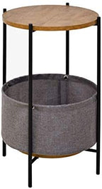 Telephone Table, Round 2 Layer Sofa Side Table,Coffee Table,Telephone Table,2-Storey Storage Shelf,3955CM(Color:Black)