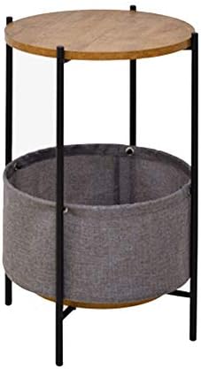 Telephone Table, Round 2 Layer Sofa Side Table,Coffee Table,Telephone Table,2-Storey Storage Shelf,3955CM(Color:Black)