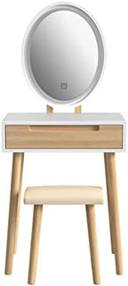 YOURLITE Makeup Vanity Table Set with 3 Modes Adjustable Lighted Mirror Cushioned Stool, Dressing Table for Small Space | 3 Lighting Modes, Adjustable Brightness, Cushioned Stool, Dressing Table, Compact Design, for Small Spaces