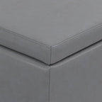 SIMPLIHOME Avalon 48" Wide Vegan Leather Storage Ottoman in Stone Grey | Contemporary lift-top ottoman with high-density foam; rectangle storage bench or coffee table for living room or entryway.