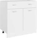 White Engineered Wood Drawer Bottom Cabinet with Shelf Storage, Modern Scandinavian Design for Kitchen Organization and Easy Assembly, Durable Furniture for Compact Spaces