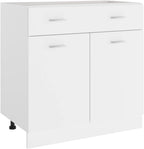 White Engineered Wood Drawer Bottom Cabinet with Shelf Storage, Modern Scandinavian Design for Kitchen Organization and Easy Assembly, Durable Furniture for Compact Spaces