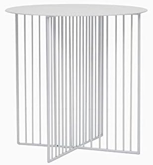 Telephone Table, Nordic Simplicity Sofa Side Table Round Metal Coffee Table Telephone Table Balcony Leisure Table Potted Plant Rack(Color:White,Size:4545CM)