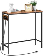 HOOBRO Narrow Console Table with Power Outlets, Small Entryway Table | Thin Sofa Table Behind Couch Table with Charging Station, for Hallway, Bedroom, Living Room,Rustic Brown and Black BF75UXG01