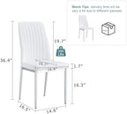 Upholstered Dining Chairs Set of 4, Mid-Century Modern Leather Dining Room Chair with Metal Legs & Padded Seat, Stylish Elegant Living Room Accent Chair (White-Silver, Set of 4)