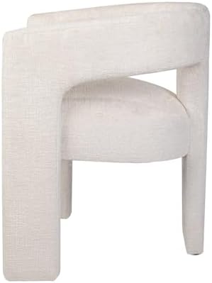 Jofran Gwen Jacquard Upholstered Accent Chair, Modern Luxury Plush Sculptural Armchair for Dining Room or Living Room, Chairs Living Room, Natural, Set of 6
