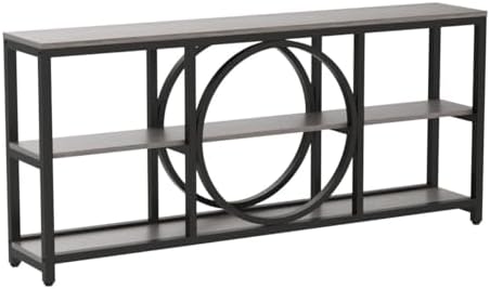 Tribesigns Extra Long Console Table, 70.9" Sofa Table with 3 Tier Shelves | Narrow Sofa Tables with 3 Tier Wood Storage Shelves, Industrial Metal Frame for Entryway Hallway Living Room Behind Couch