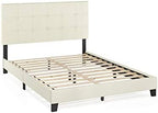 Furinno Laval Button Tufted Upholstered Platform Bed Frame, Queen, Linen