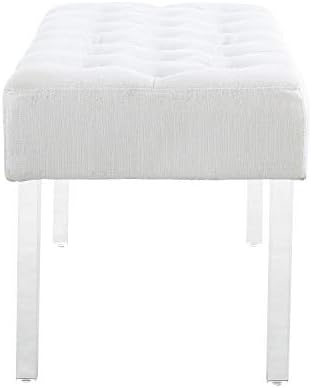 Linon Ella Glitz Acrylic Leg Bench, 35"Wx17"Dx18"H, White