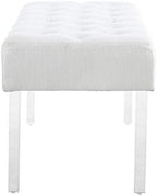 Linon Ella Glitz Acrylic Leg Bench, 35"Wx17"Dx18"H, White