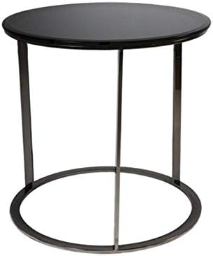 Telephone Table, Black Glass End Table Stainless Steel Frame Living Room Sofa Side Table Telephone Desk Computer Desk(Color:Black,Size:23.6223.6226.77in)