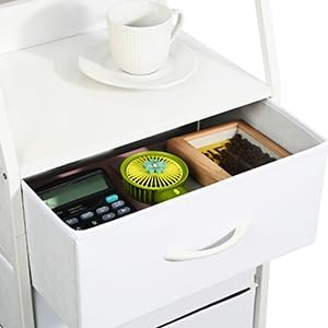 5 Drawers White Tall Fabric Dresser for Bedroom, Dorm Nightstand | Vertical Storage Tower Closet Organizer, Skinny Narrow Bedside Table for Entryway, Steel Frame, Wooden Top