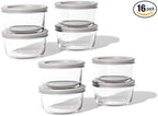 16-Piece Glass Food Storage Containers Set (8 Containers + 8 BPA-Free Lids) | 1-Cup, Leakproof | Microwave, Freezer, Oven & Dishwasher Safe | Ideal for Meal Prep & Pantry Organization