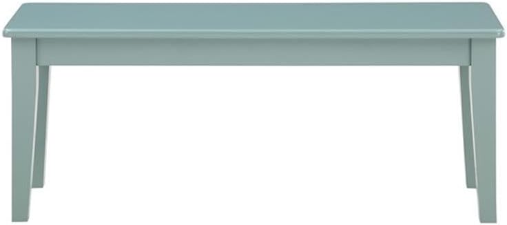 Pemberly Row Wood Colorado Dining Bench, 44 in, Rubberwood Construction, Aspen Valley Light Blue Finish, Tapered Legs, 600 lbs Capacity, Shaker Style Seating for Dining Room or Window Nook Use