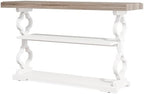 Tribesigns Farmhouse Console Table, 55 inch Long Sofa Table with Storage Shelves, 3 Tier Wood Accent Entry Table for Hallway, Entrance, Living Room, Foyer, Grey and White