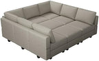 Belffin Modular Sectional Sofa with Ottomans Velvet Reversible Chaise Sleeper Bed Storage Seat Grey…, MD-S-1