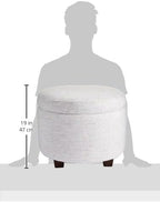 Evolur Vienna Ottoman in Fog Grey, Made from Sturdy and Sustainable FSC-Certified Wood, Comes with A Comforting Footrest, Compact Ottomans, Ottomans for Living Room