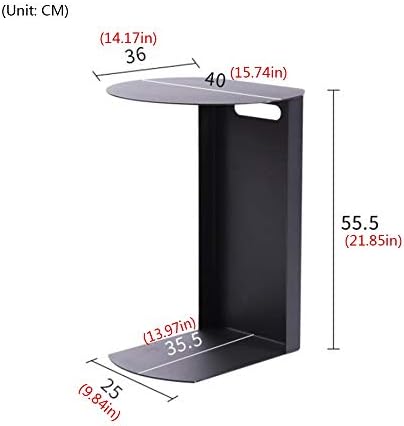 Telephone Table, Black Sofa Side End Tables Living Room,C Shaped End Table,Carbon Steel Telephone Tables,Snack Side Table for Sofa Couch and Bed(Color:Black,Size:15.7414.