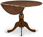 East West Furniture DMT-AWA-TP Dublin Kitchen Dining Table - a Round Wooden Table Top with Dropleaf & Pedestal Base, 42x42 Inch, Walnut