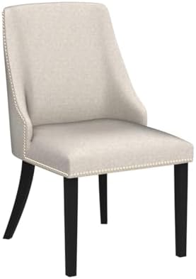 CHITA Farmhouse Dining Chairs with Nailhead Trim, Set of 2, Linen | Fabric High Back Dining Chairs, Upholstered Chairs with Sturdy Wood Frame for Dining Room