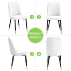 Dining Chairs Set of 4,Modern Dining Room Chairs,Faux Leather Dining Chairs with Thick Cushion and Metal Legs,White Kitchen Chairs for Dining Room Kitchen, White