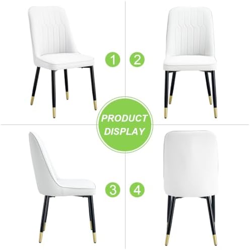 Dining Chairs Set of 4,Modern Dining Room Chairs,Faux Leather Dining Chairs with Thick Cushion and Metal Legs,White Kitchen Chairs for Dining Room Kitchen, White