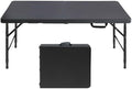 GlowSol Folding Table 4FT, Heavy Duty Portable Plastic Folding Table with Handle, Anti-Slip Feet, Waterproof, Easy to Clean, 300LBS Capacity, Foldable for Indoor Outdoor Use, Black