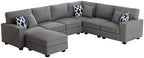 Legend Vansen Oversized Modular Sectional Sofa,U/L‑Shaped Reversible Couch with Ottoman,Deep Seat Plush Polyester Sofa for Living Room,7‑Seater,Dark Grey
