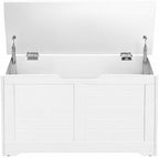 VASAGLE Storage Chest, 31.5 Inches Width Bench with 2 Safety Hinges | Farmhouse Style, for Entryway, Bedroom, Living Room, Cloud White, SOFIE Collection ULSB063T14