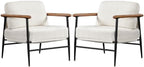 Yaheetech Accent Chairs Set of 2, Modern Living Room Chairs, Ivory | Boucle Fabric Lounge Chair with Metal Frame, Plush Back Pillow and Seat Cushion for Living Room Bedroom Vanity Waiting Room