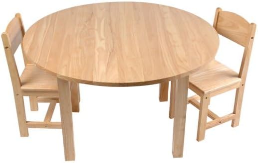 Constructive Playthings Deluxe Solid Hardwood Round Table and Chairs | For Classroom/Playroom/Daycare, Ideal for Kindergarten Through 3rd Grade, 36 x 21 Inch Round