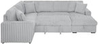 THSUPER 122-Inch Oversized U Shaped Plush Corduroy Fluffy Sectional Sleeper Sofa with Pull Out Bed, Storage Chaise Lounge and USB Charging Port - Gray