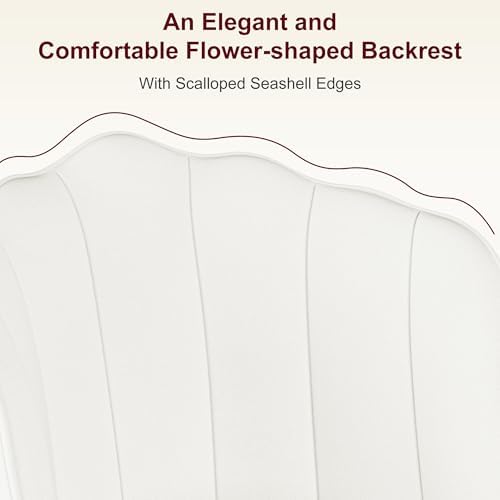 VECELO Velvet Dining Chairs Set of 2, Modern Upholstered Kitchen Chairs with Thick Cushions, Curved Padded Backrest and Metal Legs, for Kitchen, Dining Room, Living Room, White